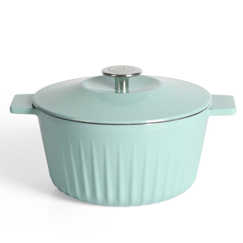 Blue Enameled Cast Iron 3-Quart Ribbed Dutch Oven