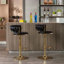 Ensemble de 2 tabourets de bar, avec repose-pieds chromé et base pivotante à hauteur réglable en velours + tabouret de bar simple Golden Leg