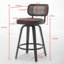 Ensemble de 3 tabourets de bar à hauteur de comptoir de 26 pouces avec dossier en rotin de canne et siège rembourré en lin vert clair, conception pivotante pour îlot de cuisine, bar ou comptoir-1872398030-1872398031