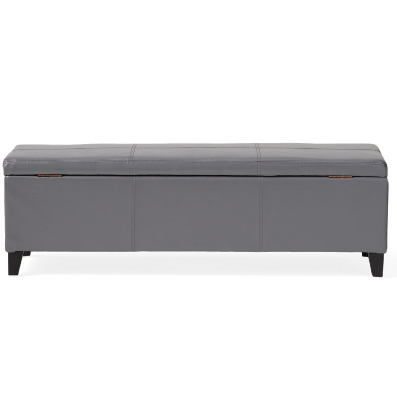 Rangement rectangulaire en similicuir pour espace de vie, banc, H 16,06 po, Gris