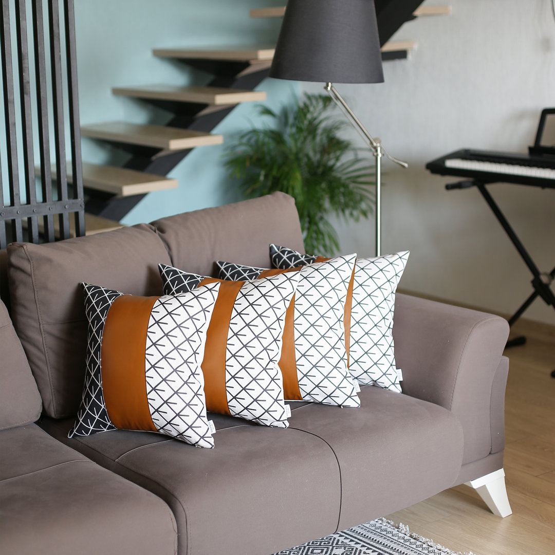  Square Faux Leather Pillow Cover (Set of 4) Apolena 