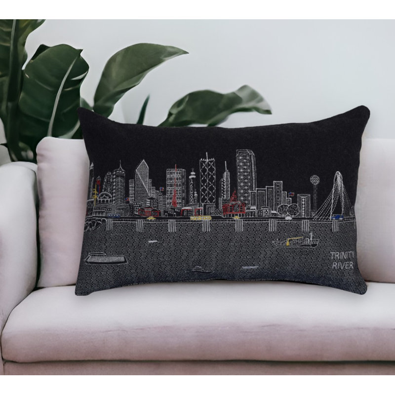 Coussin lombaire 24 po Chicago, Noir mat / rouge