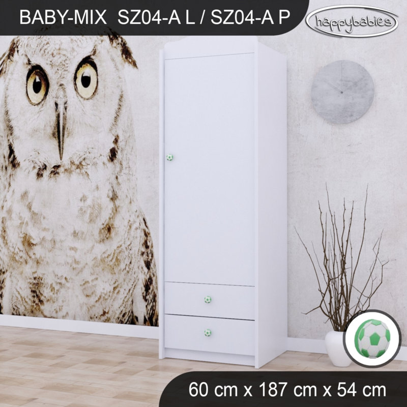 Ball 1 Door Wardrobe, White/Green