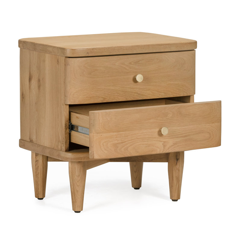 Table de chevet 2 tiroirs noire Lukowski, Beige