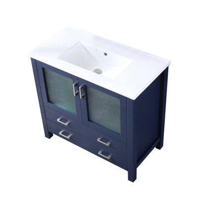 Meuble-lavabo avec comptoir en céramique blanche