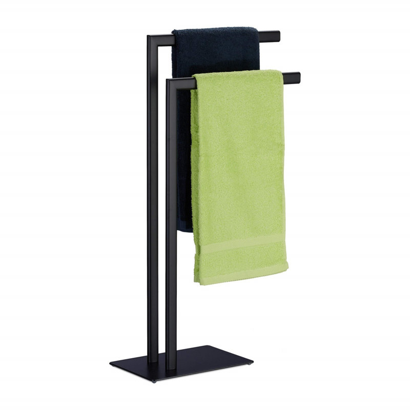 2 Bars Freestanding Iron Blanket Ladder Black