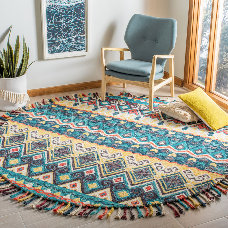 Tapis oriental en laine touffeté à la main Vahakn, Rond 7 pi