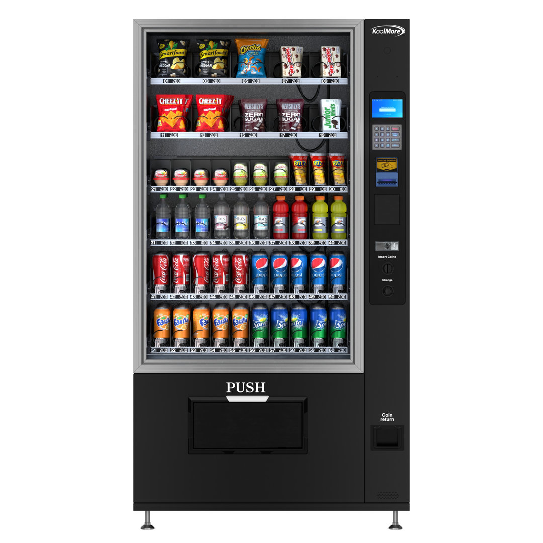 Refrigerated Snack and Drink Vending Machine with 60 Slots and Coin/Bill Acceptor in Black (KM-VMR-40-BC) KoolMore