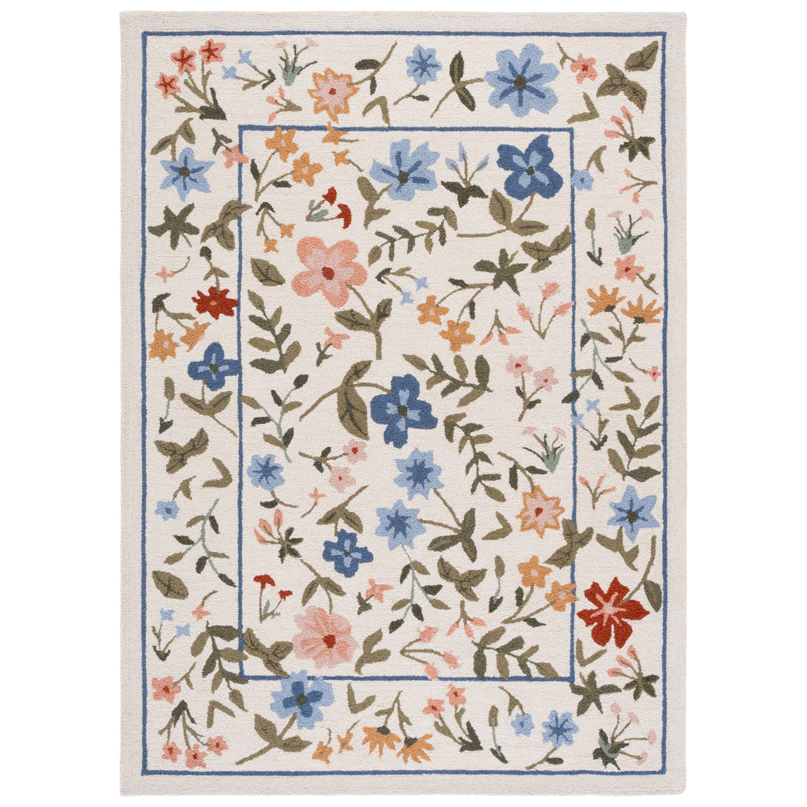 Hand-Tufted Wool Floral Outdoor Rug, Rectangle 8' x 10'