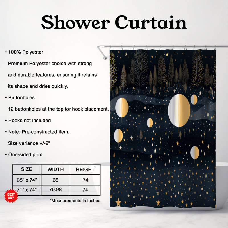 Rideau de douche Winter Twilight - Premium, H 74 po x l 71 po