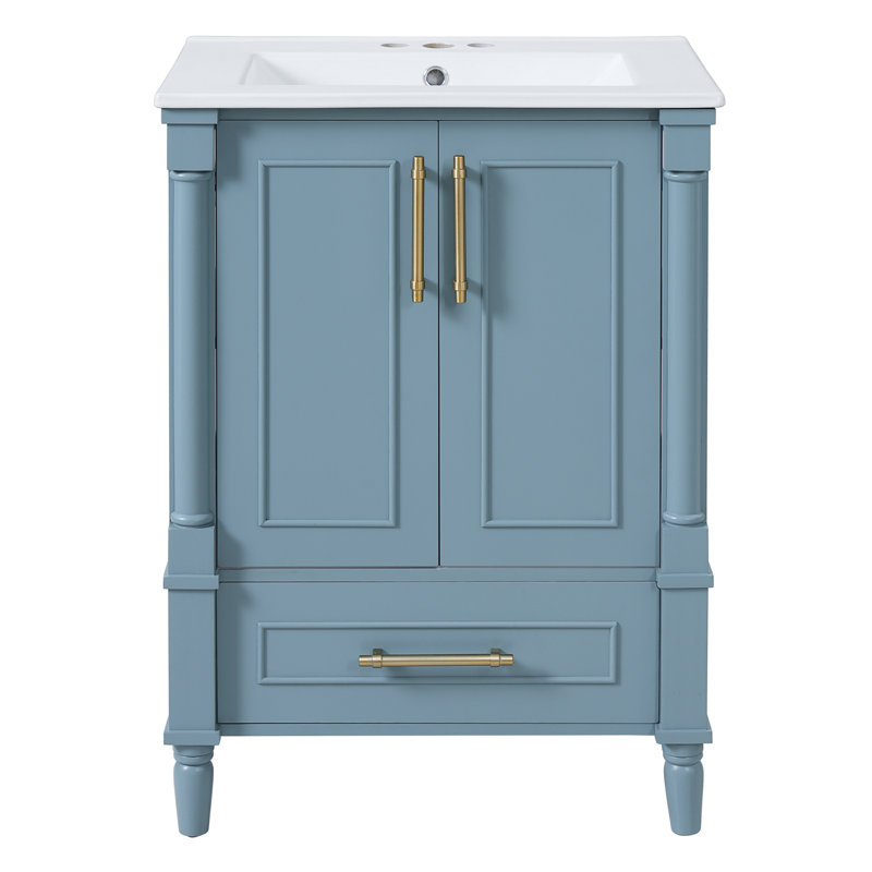 Meuble-lavabo moderne avec tiroir et dossier ouvert, Light Blue