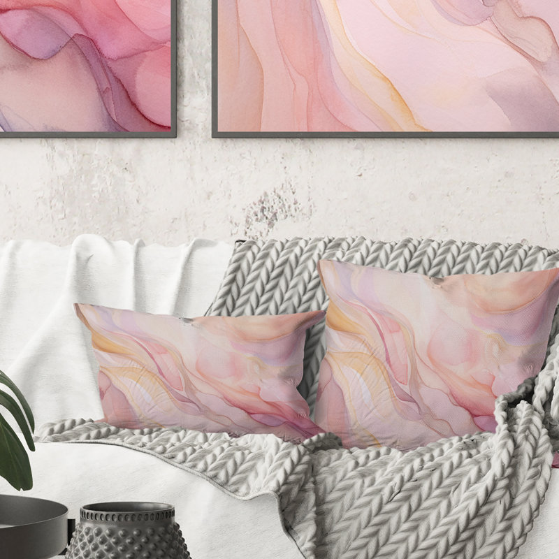 Coussin décoratif rose et doré Enchanted Spills III - Abstract Abstract