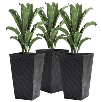 Outsunny Set Of 3 Tall Planters With Drainage Hole