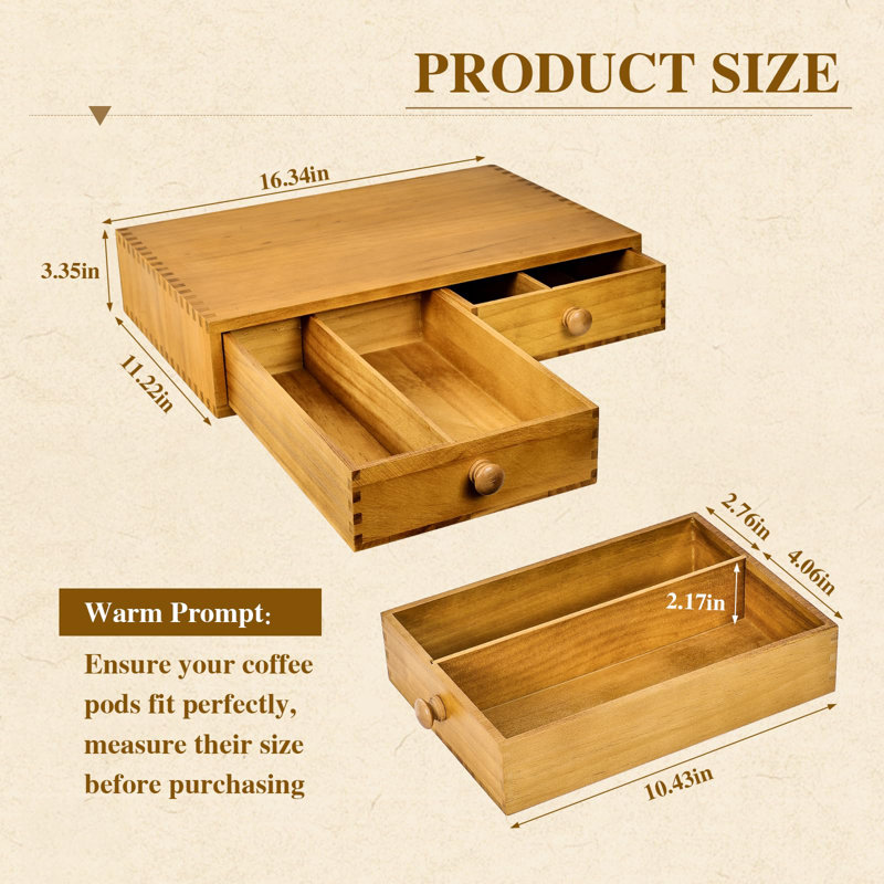 Organisateur de rangement pour tasses K, support pour dosettes et sachets de café en bois, support pour cafetière à tiroir Kcup, comptoir de cuisine à domicile pouvant contenir jusqu'à 30 dosettes