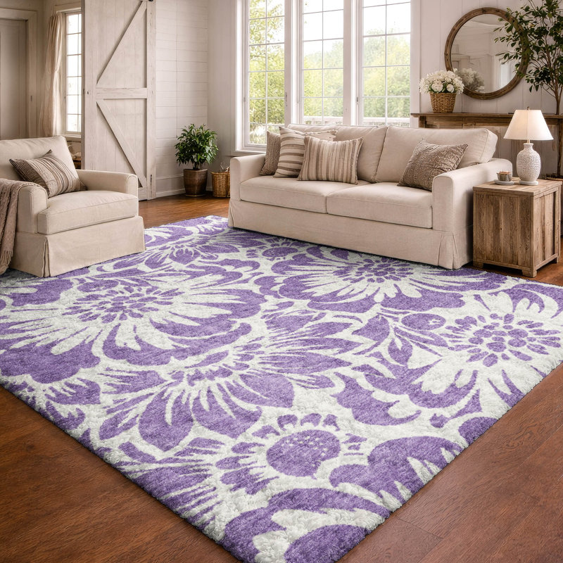 Tapis à poil long de qualité supérieure lavable à la machine ADS551, Mauve, 8' x 10'