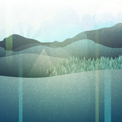 Abstract Retro Landscape by Layritten - Wrapped Canvas Print