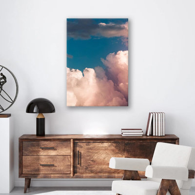 Reproduction de nuages - art mural paysage de ciel - affiche de toile de paysage nuageux doux - œuvre de nature minimaliste - décor d'ambiance calme - décoration murale de voyage panoramique - impression d'art de décoration de maison moderne