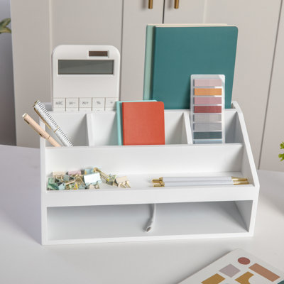 Martha Stewart Weston Premium Wooden Home Office Desktop Organizer