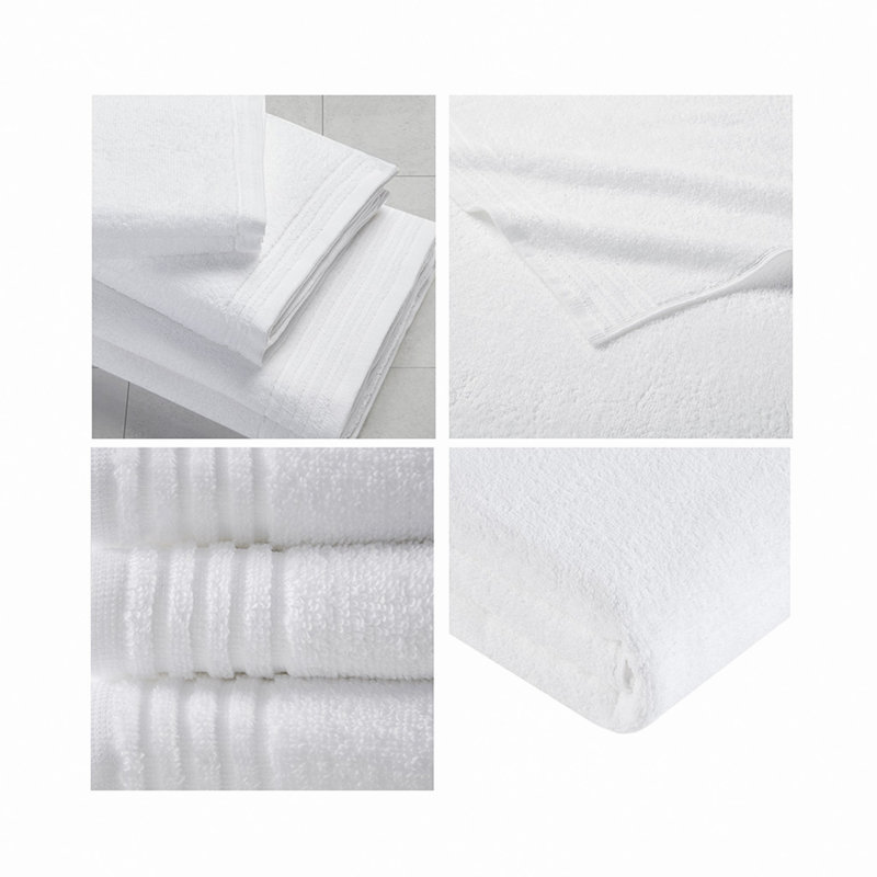 100% Cotton Quick Dry 12 Piece Bath Towel Set, White