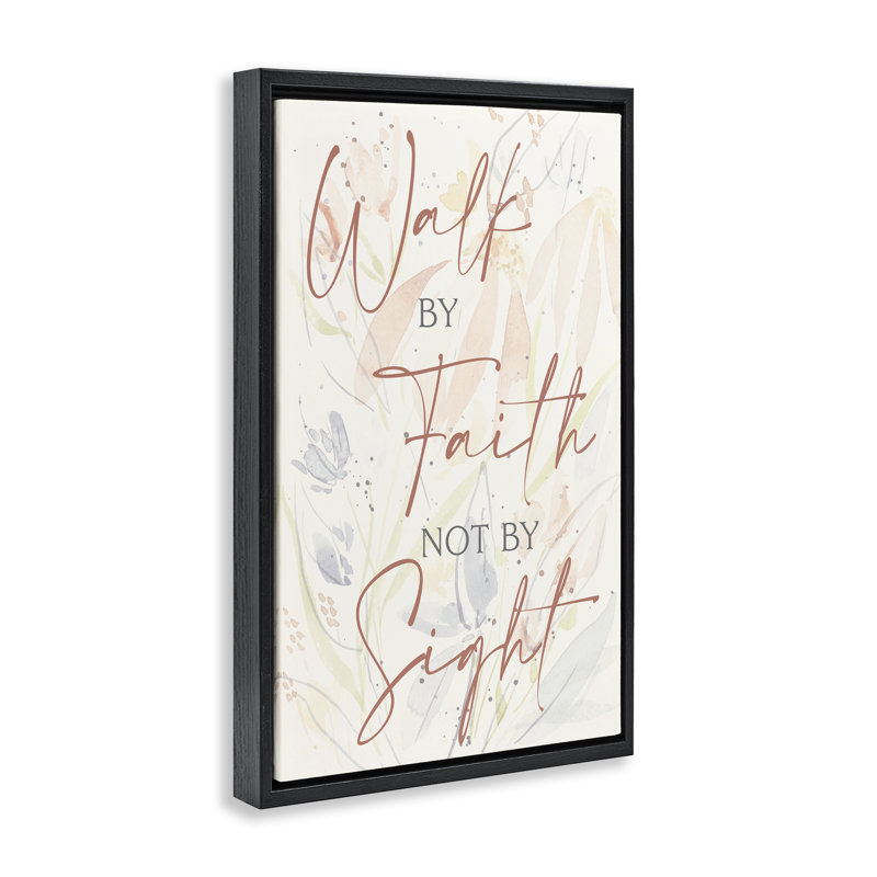Toile flottante «Walk By Faith» par Krinlox, Cadre flottant noir de jais, H 25 po x l 17 po