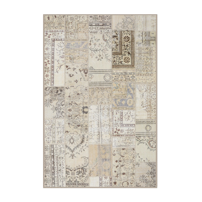 Tapis beige contemporain, Rectangle 3 pi x 5 pi