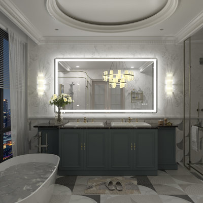 Miroir de salle de bain / de salle de bain anti-buée à DEL certifié Aevar avec garantie de 3 ans UL