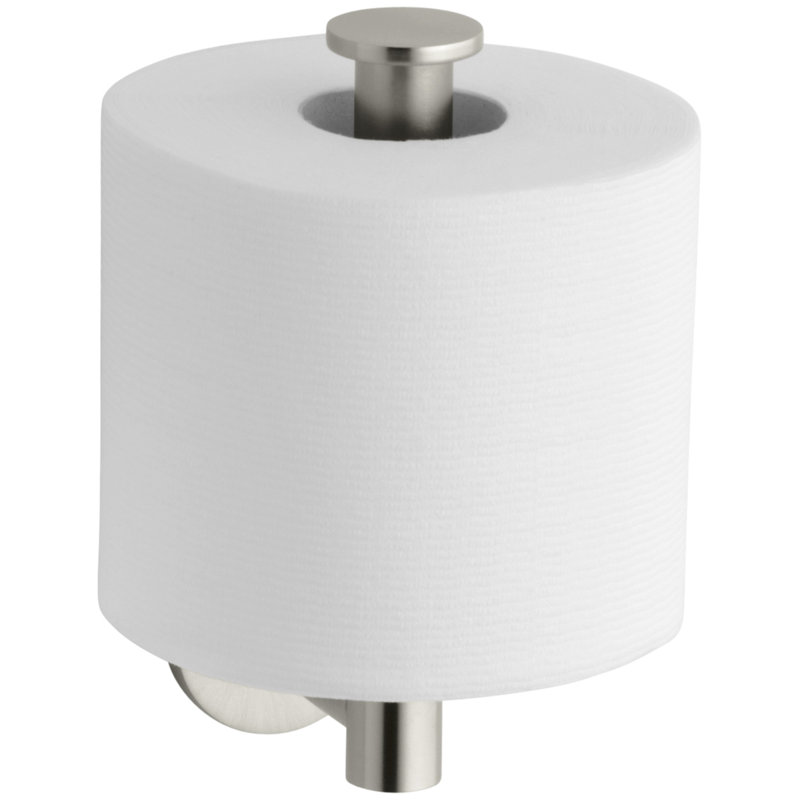 Stillness Vertical Toilet Tissue Holder, Vibrant Brushed Nickel