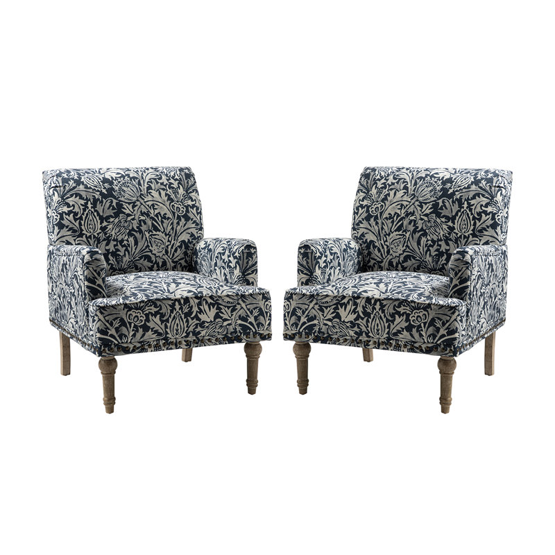 Anacelis Upholstered Armchair, Navy Polyester Blend