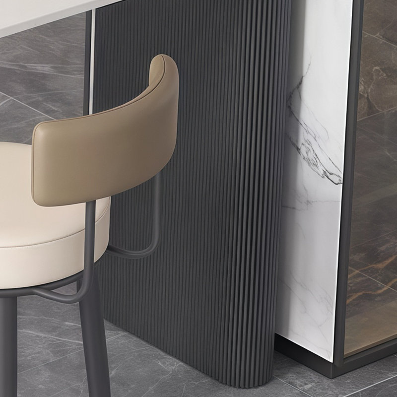 Table de bar moderne et simple, Blanc, Noir, H 41,30 po x L 55,10 po x l 15,70 po