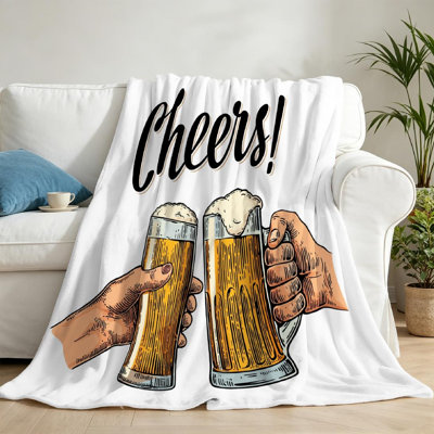 Jeté en flanelle transparente molletonnée et imprimé toast à bière