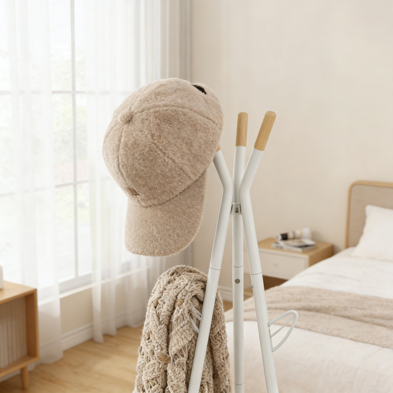 Freestanding Coat Rack With Storage Basket And 9 Hooks, Heavy-Duty Clothes Hanger Stand For Bedroom, Hallway, Entryway, And Office Organization
