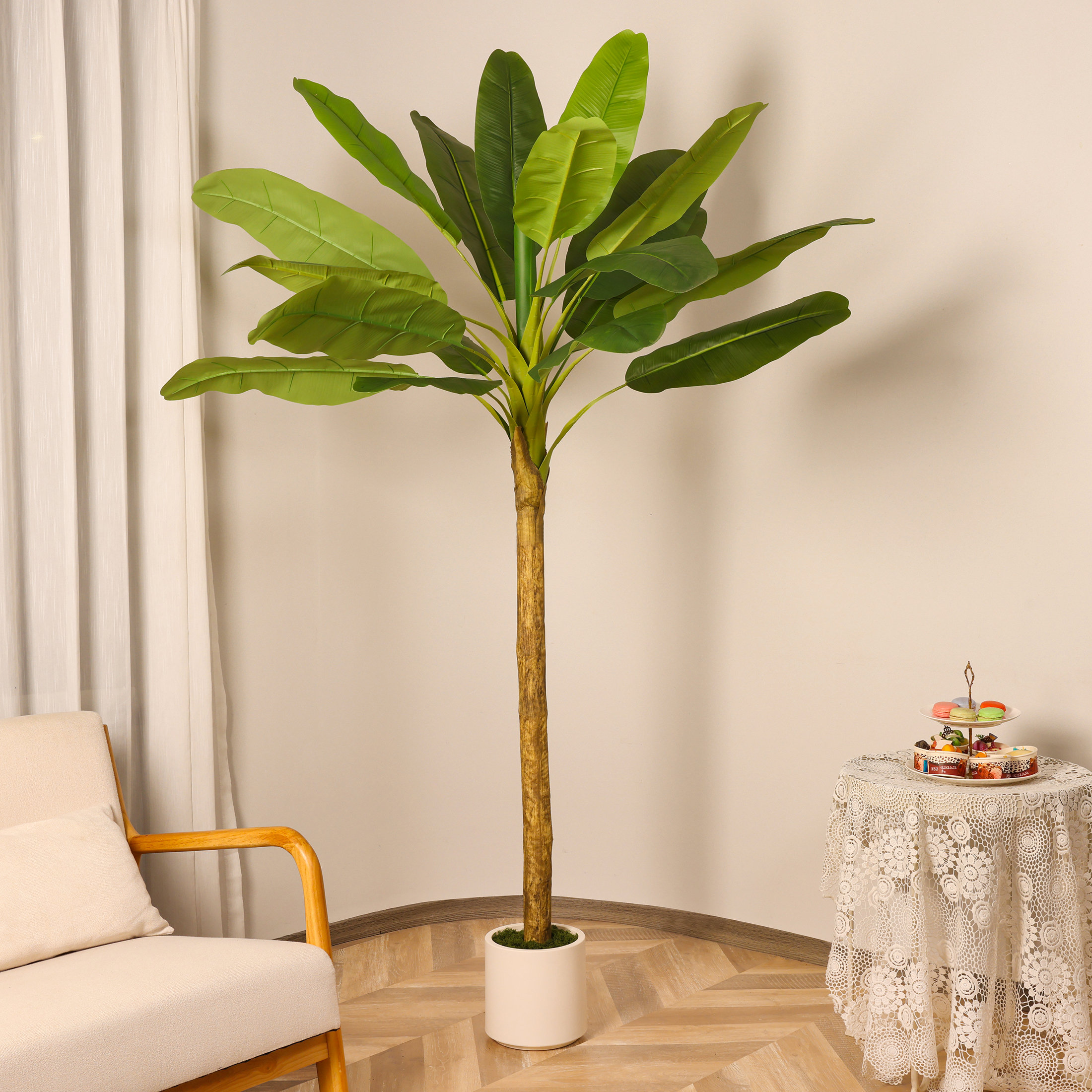 Primrue 84'' Faux Banana Leaf Tree in Planter Wayfair