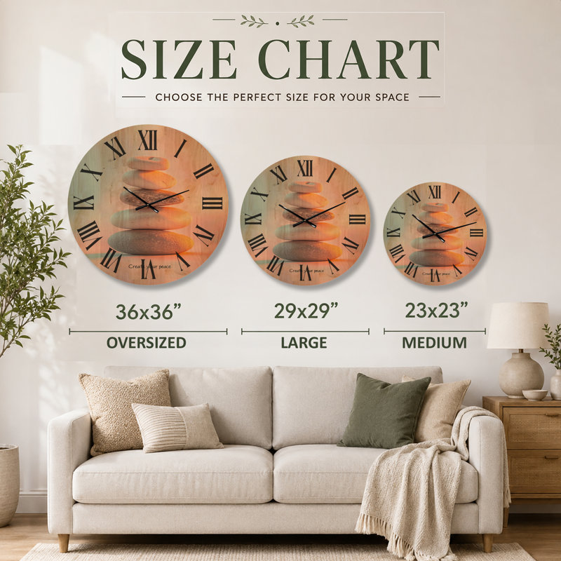 Grande horloge murale en bois zen - Créez votre paix, Surdimensionné