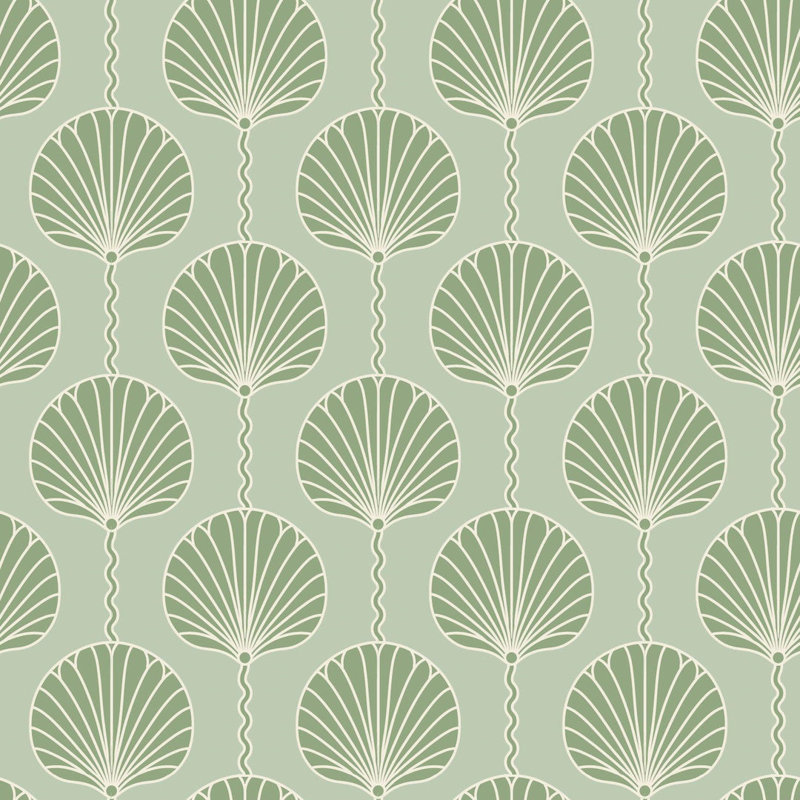 Deco Lily - Green Wallpaper
