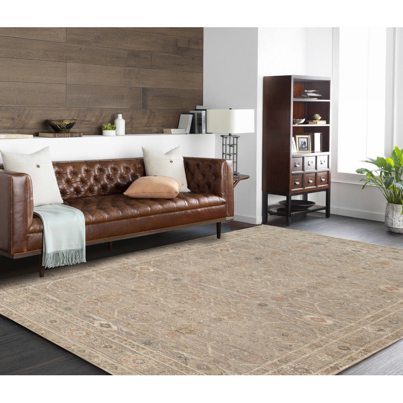 Oushak Hand-Knotted Silver Wool Area Rug