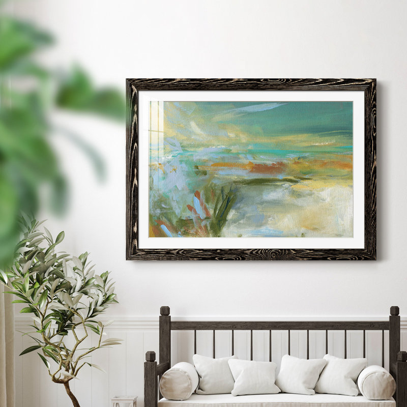 Plage de sable - peinture encadrée, H 37,5 po x l 27,5 po x P 1,5 po, Noir, Blanc
