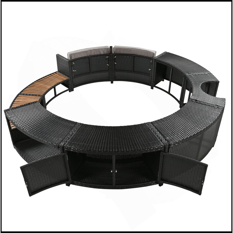 Ensemble de canapé en rotin de spa avec cadre de spa avec espaces de rangement, mini canapé et coussin confortable pour patio