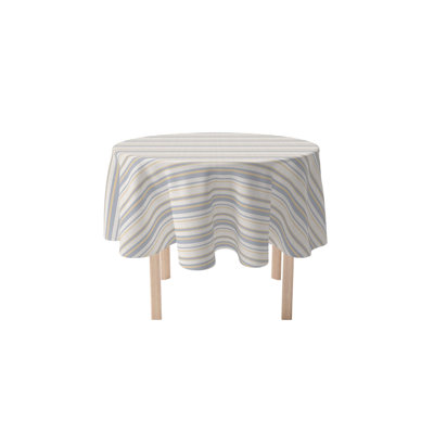 Round Striped Cotton Twill Tablecloth