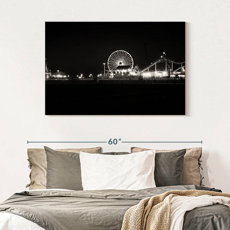 Jetée Kerner Santa Monica la nuit, H 32 po x l 48 po