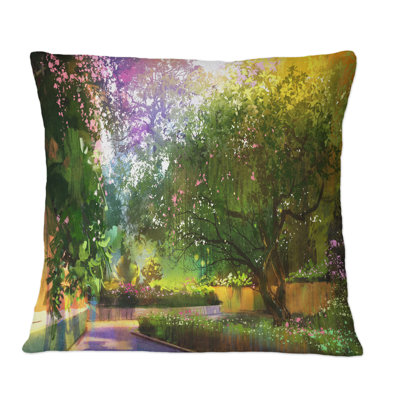 Coussin Vibrant Pathway In A Peaceful Green Park - Country