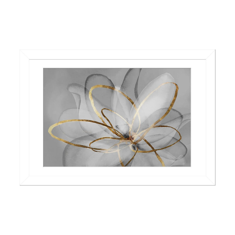 Transparent Transparent III - Noir, blanc et or, Cadre blanc à coins ouverts, H 16 po x l 24 po
