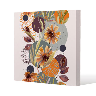 Autumn Flowers Slim Style Canvas Print, 15mm Slim Real wood.