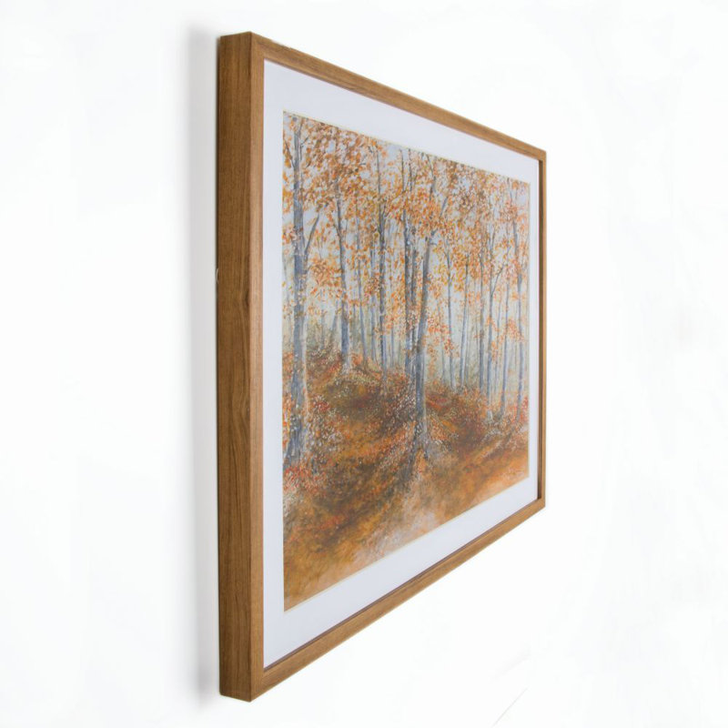 Art for the Home Amber Woodland Countryside Landscape Wood Stained Brown Framed Wall Art