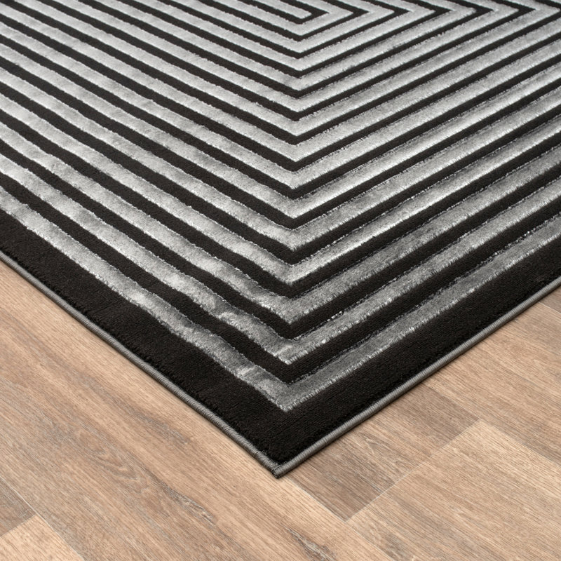 Monaco Series Abrstract Black/Gray/Ivory/Beige Area Rug, Rectangle 5'3" x 7'3"