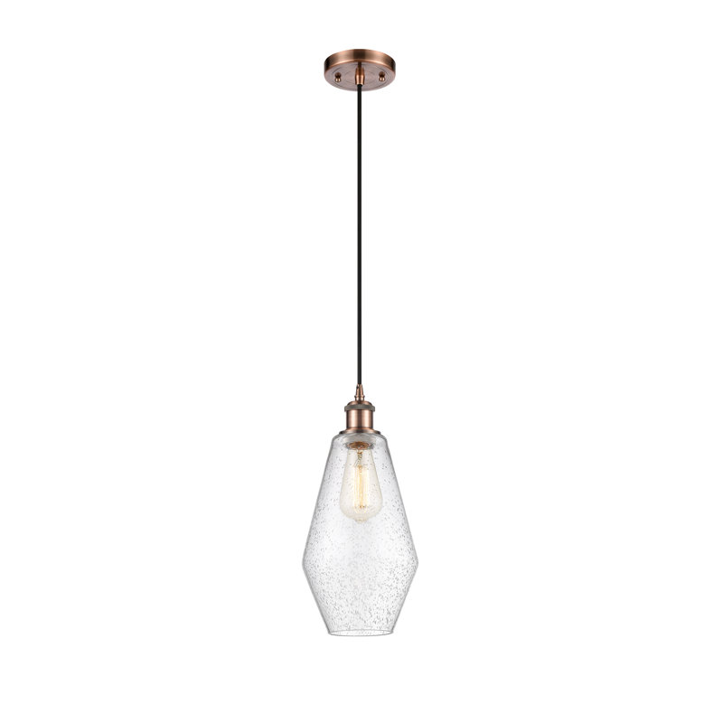 Luminaire suspendu simple à 1 lumière Gabbie, Cuivre antique