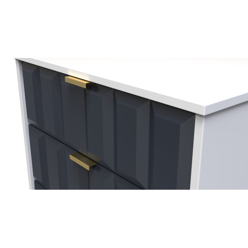 Fully Assembled Alazne 3 - Drawer Chest of Drawers, Indigo Matt/White