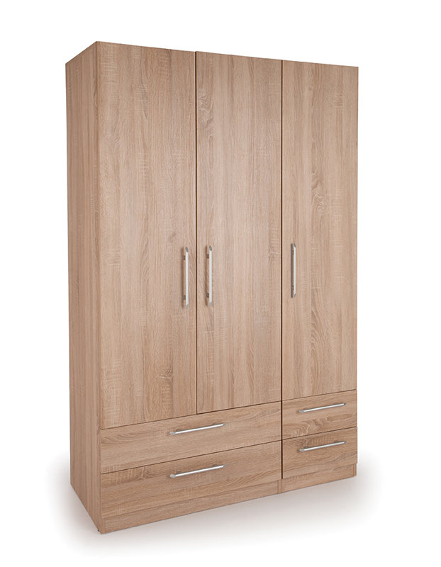 Esher 3 Door Manufactured Wood Wardrobe, Oak