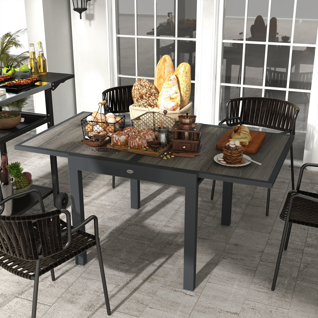 Foxcote Extending Garden Table Outdoor for 6 80/160L x 80W x 75H cm Grey