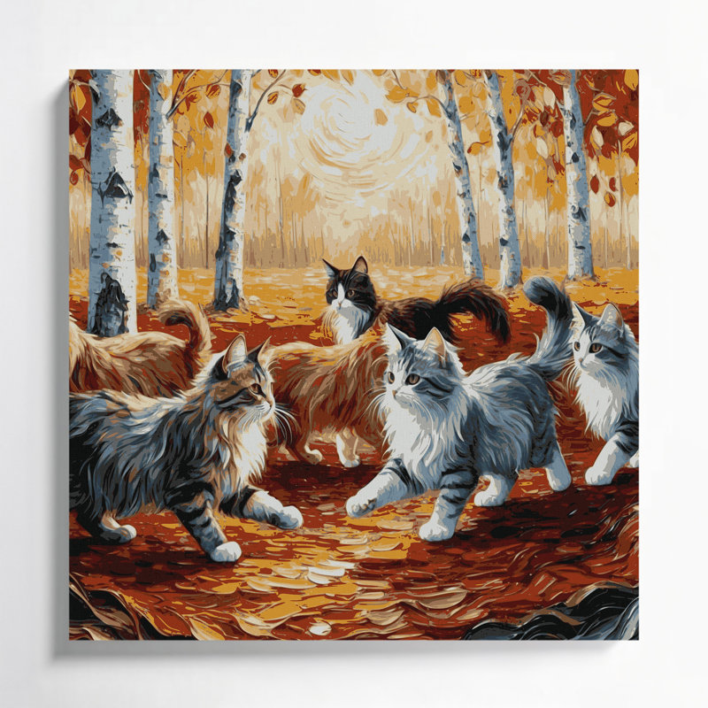 Cats Ussuri, art mural sur toile brune, H 32 po x l 32 po