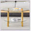 Table basse contemporaine en verre trempé à double couche avec plateau renforcé et pieds en acier inoxydable plaqué or Contemporary